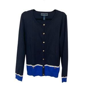 Karen Scott contemporary old money nautical career cardigan gold buttons sz XXL